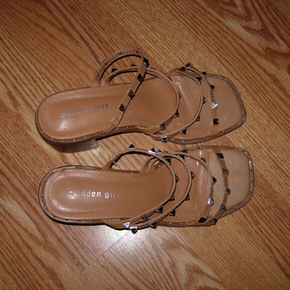 Madden Girl Tan Studded Sandals - Picture 3 of 7